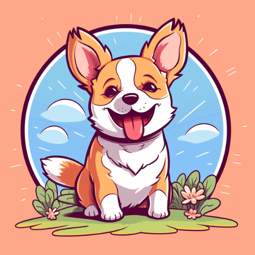 Corgi Puppy Coloring Book showing a playful Corgi puppy in a park setting.