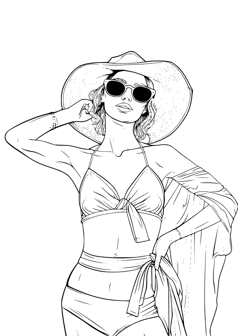 Beach Attire - Coloring Page