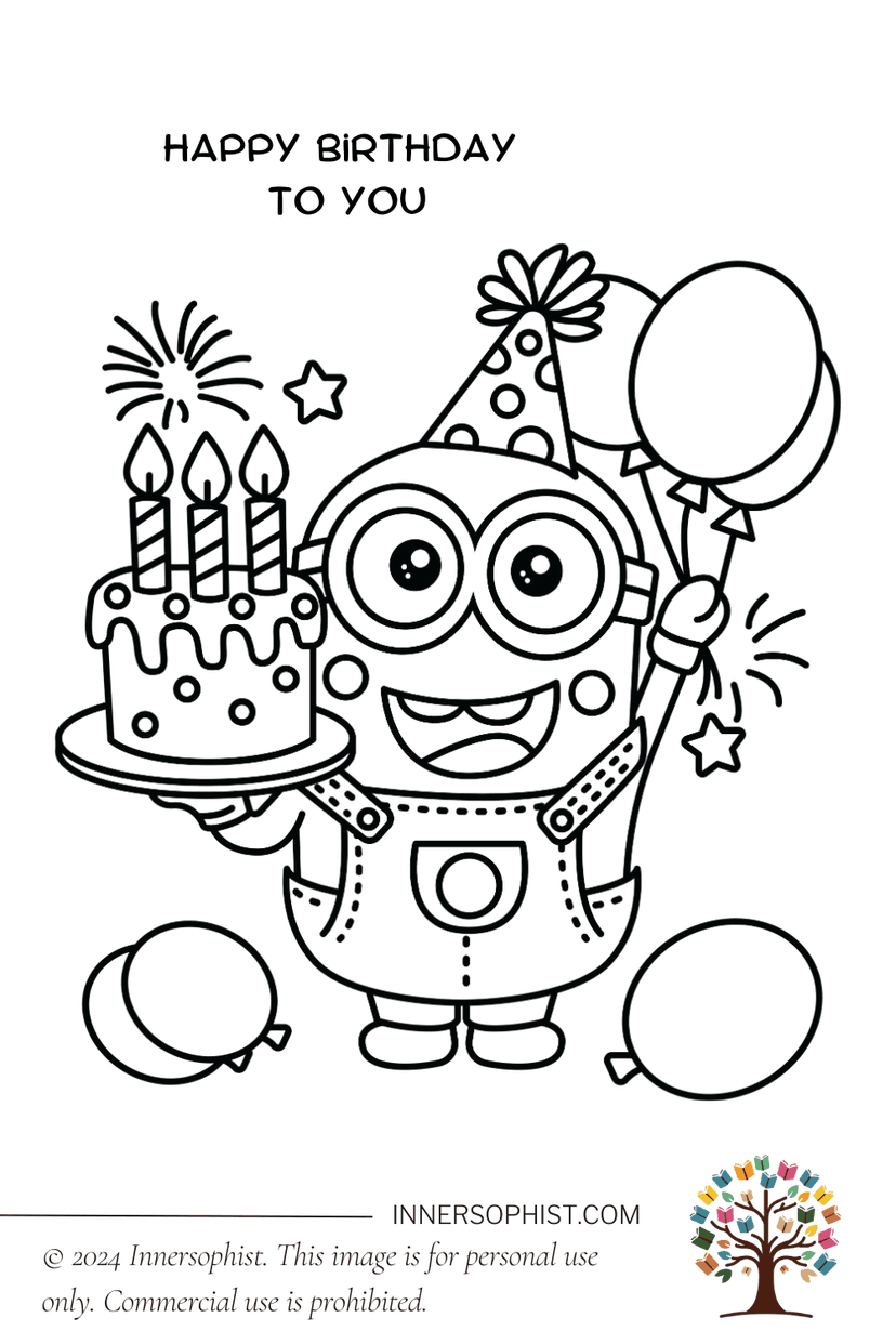 Happy Birthday Minion - Coloring Page