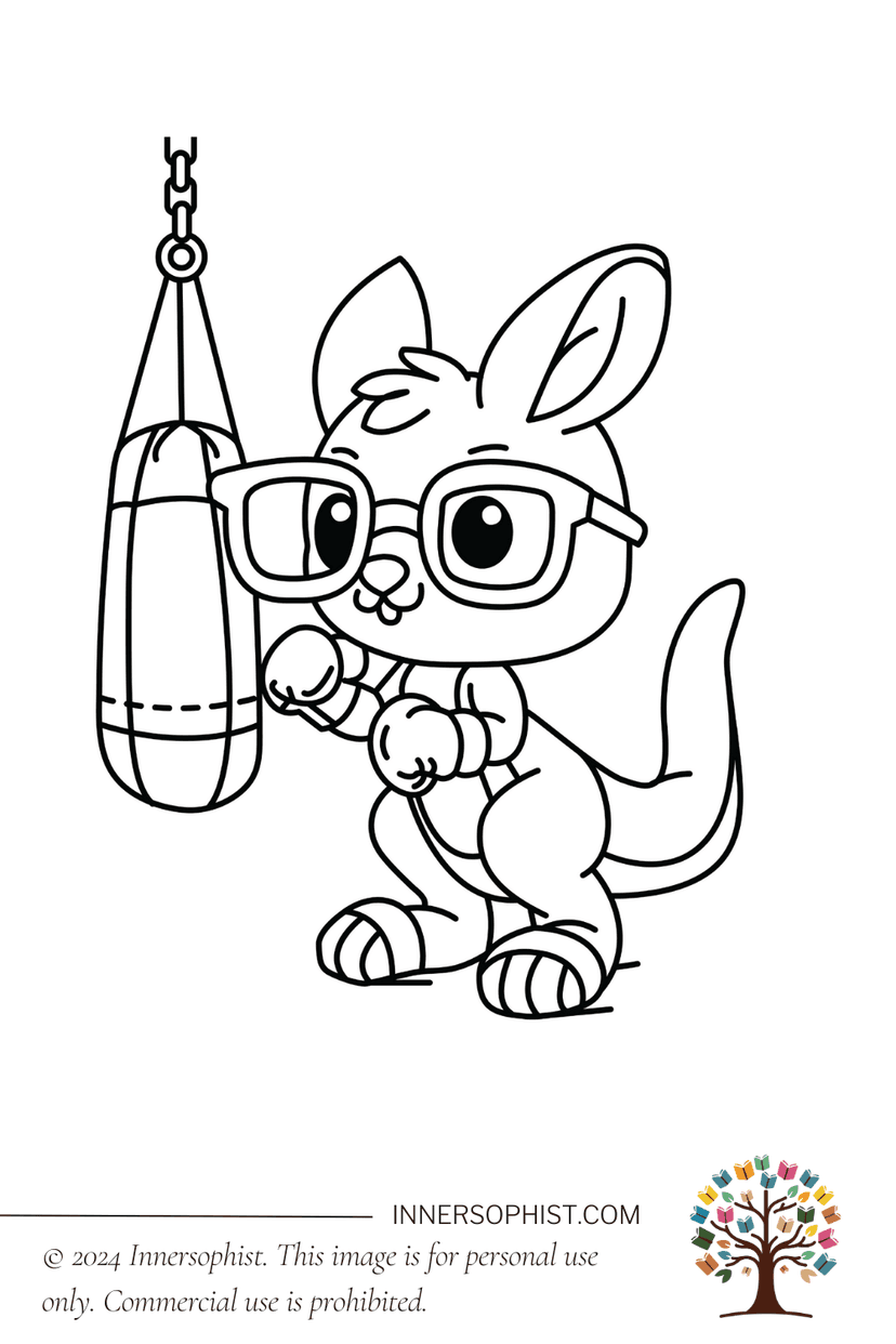 Boxing Kangaroo - Coloring Page