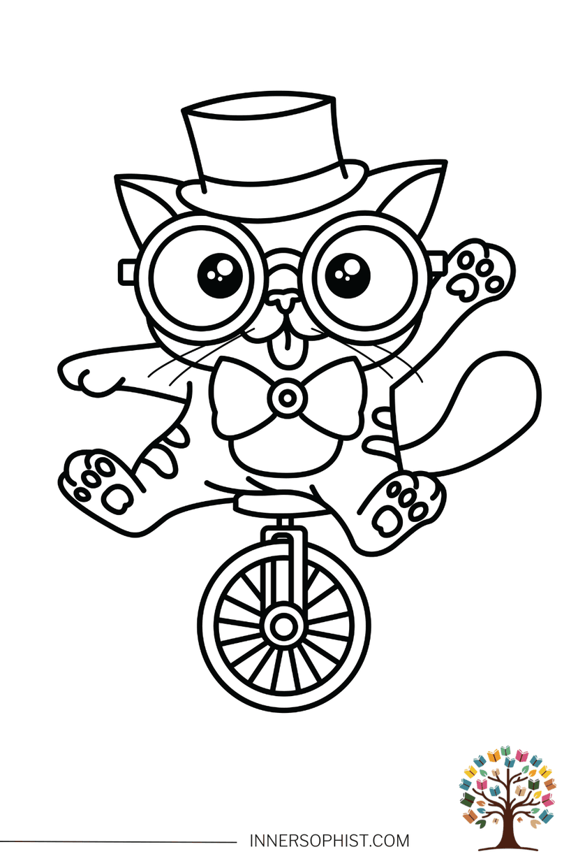 Circus Cat - Coloring Page