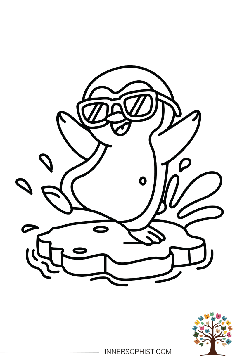 Dancing Penguin - Coloring Page