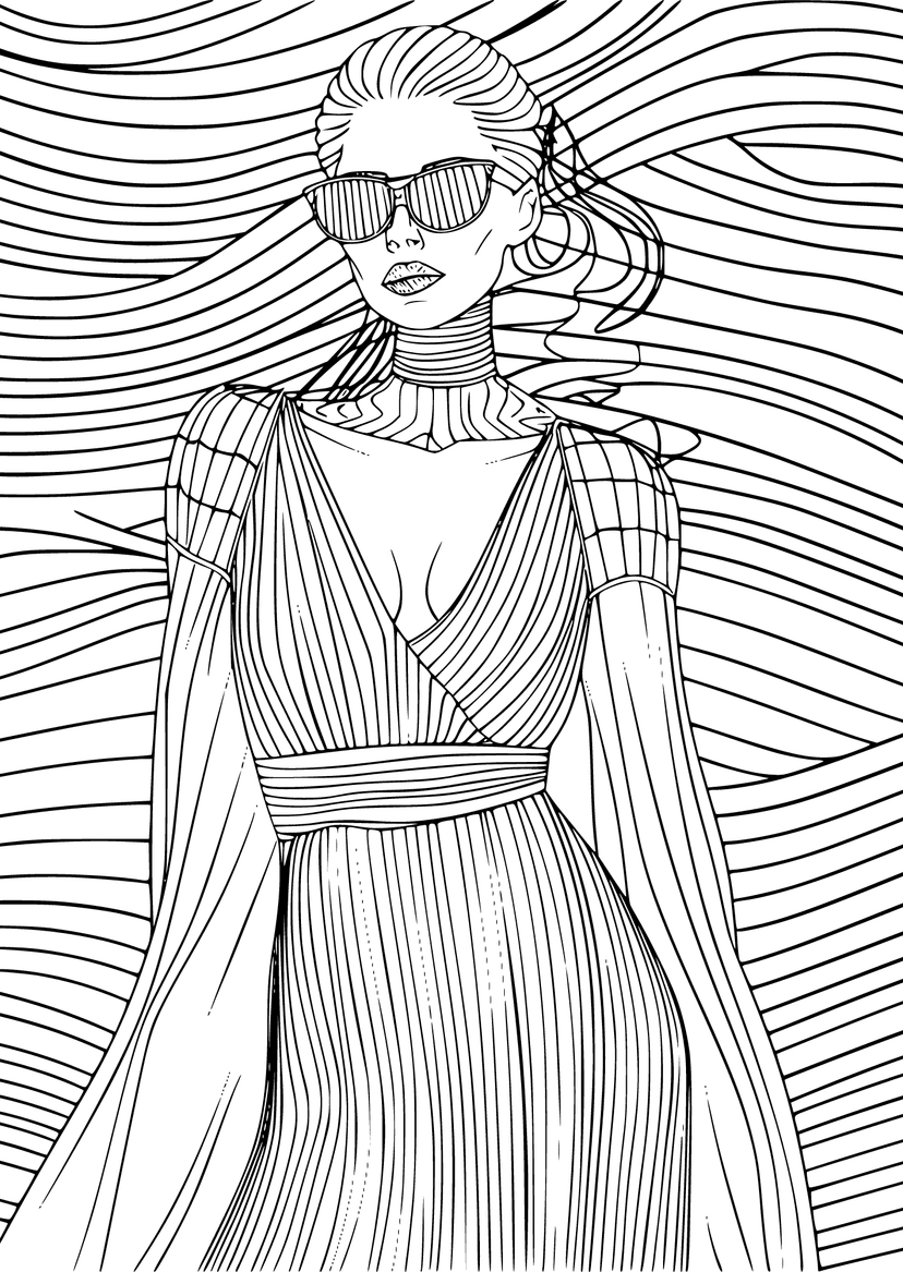 Elegant Fashion - Coloring Page