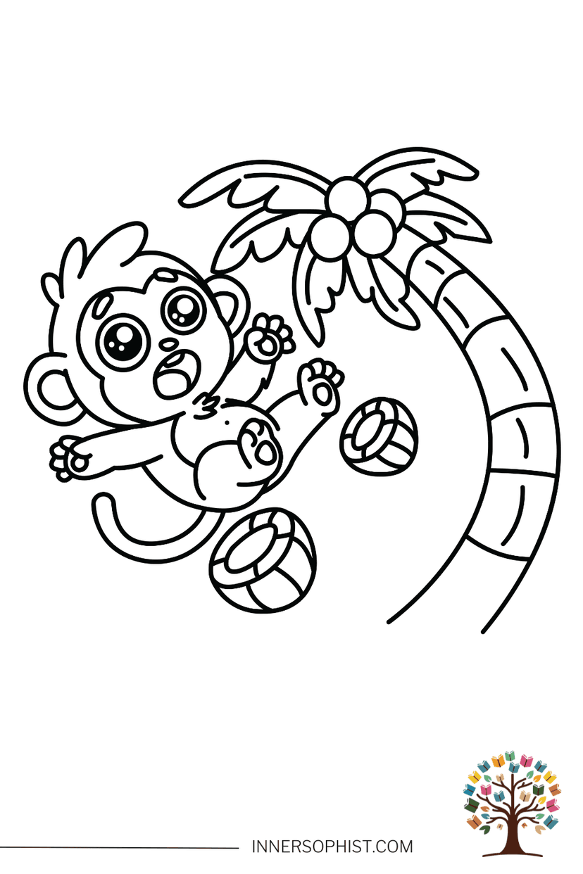 Falling Monkey - Coloring Page