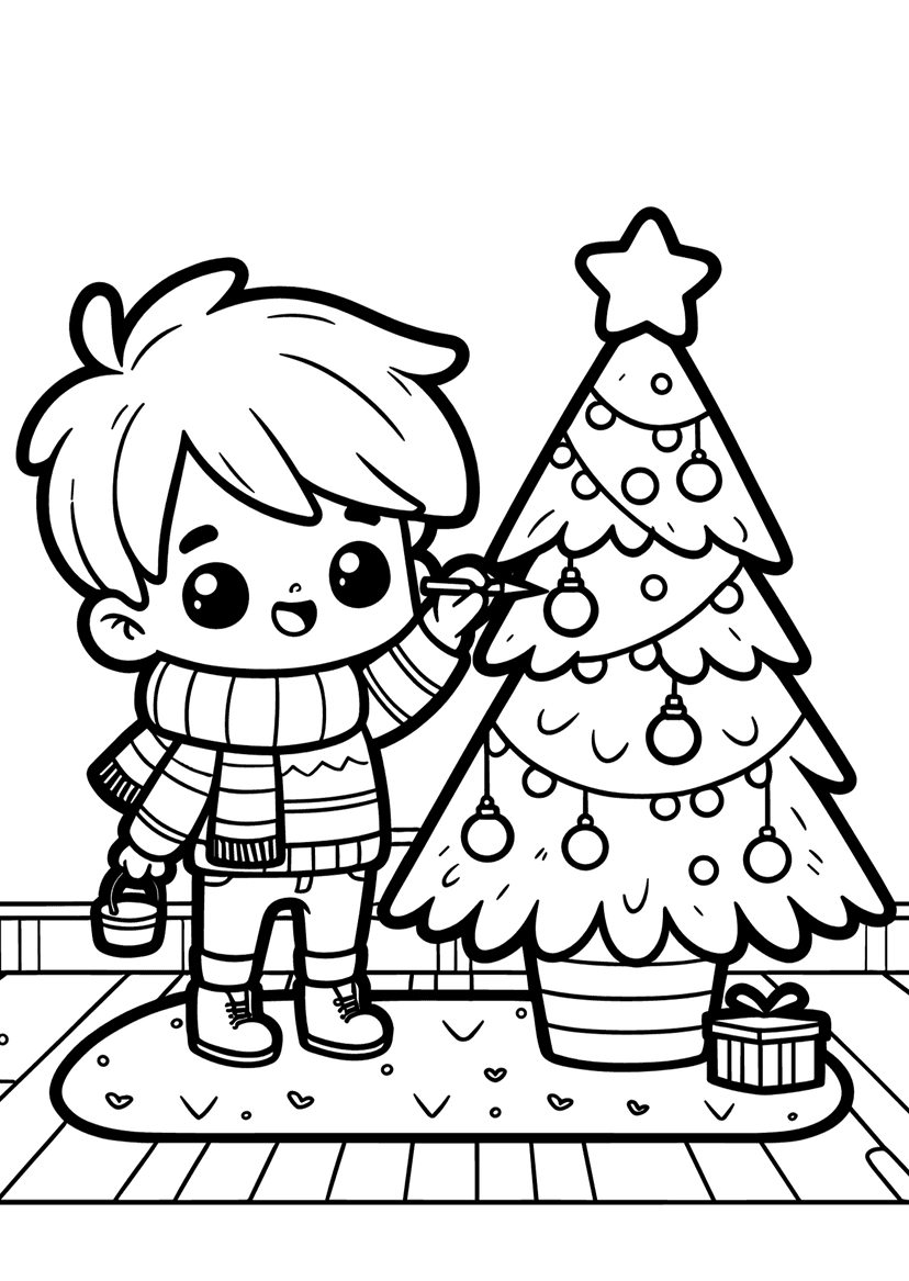 Christmas Tree - Coloring Page