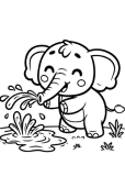 Elephant Play Coloring Page 10