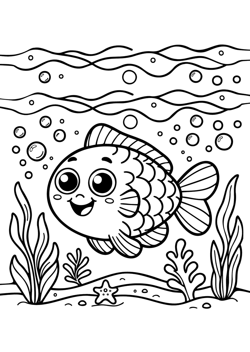 Cute Fish - Coloring Page