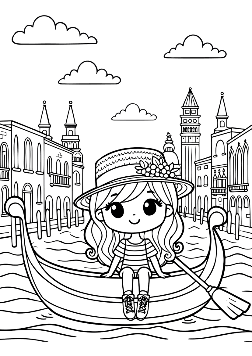 Venice Adventure - Coloring Page