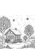 Winter House Coloring Page 38