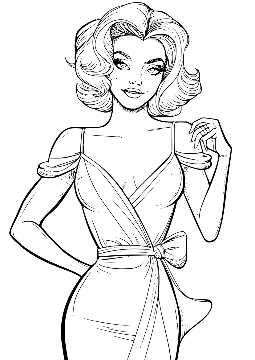 Glamour Fashion - Coloring Page