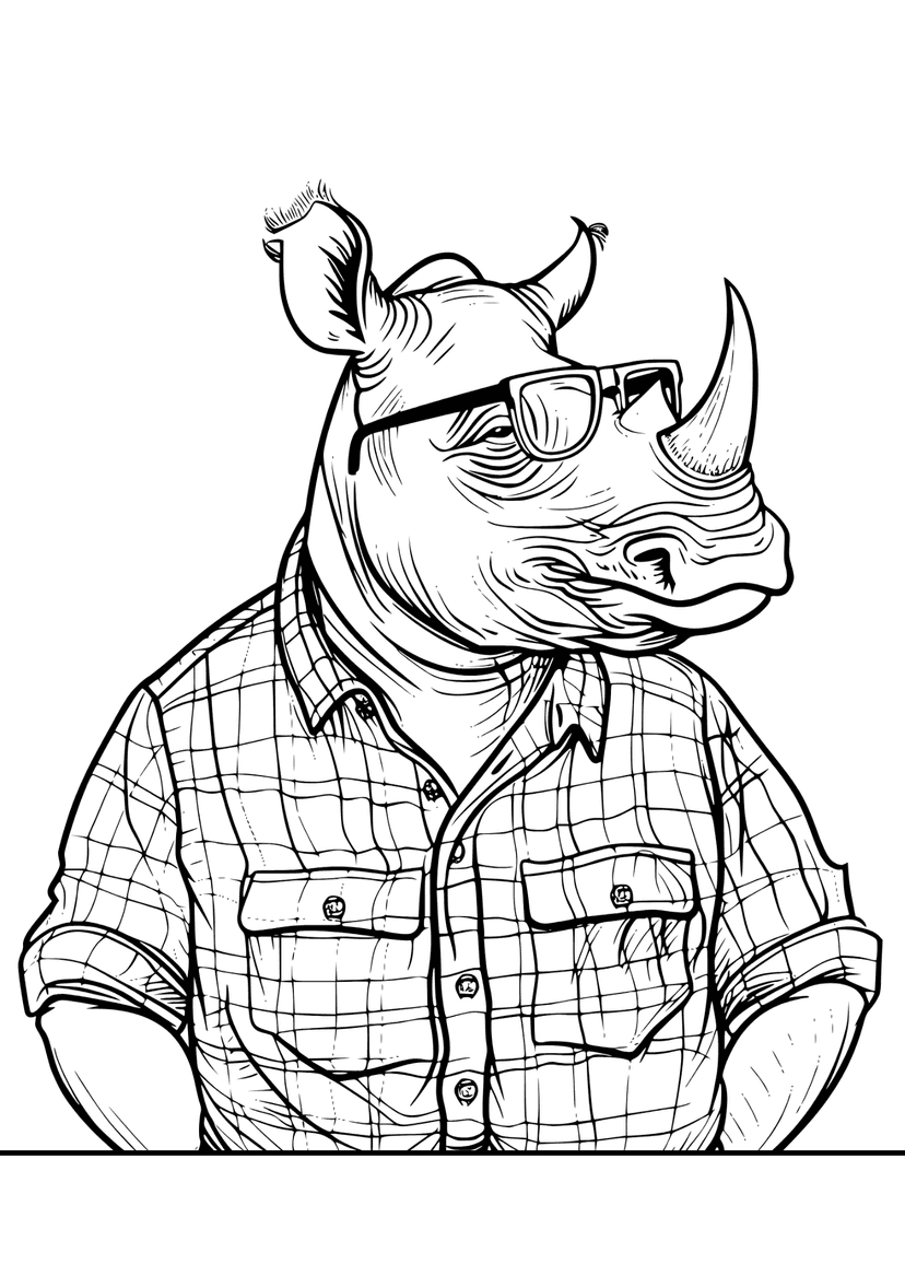 Indie Rhino - Coloring Page