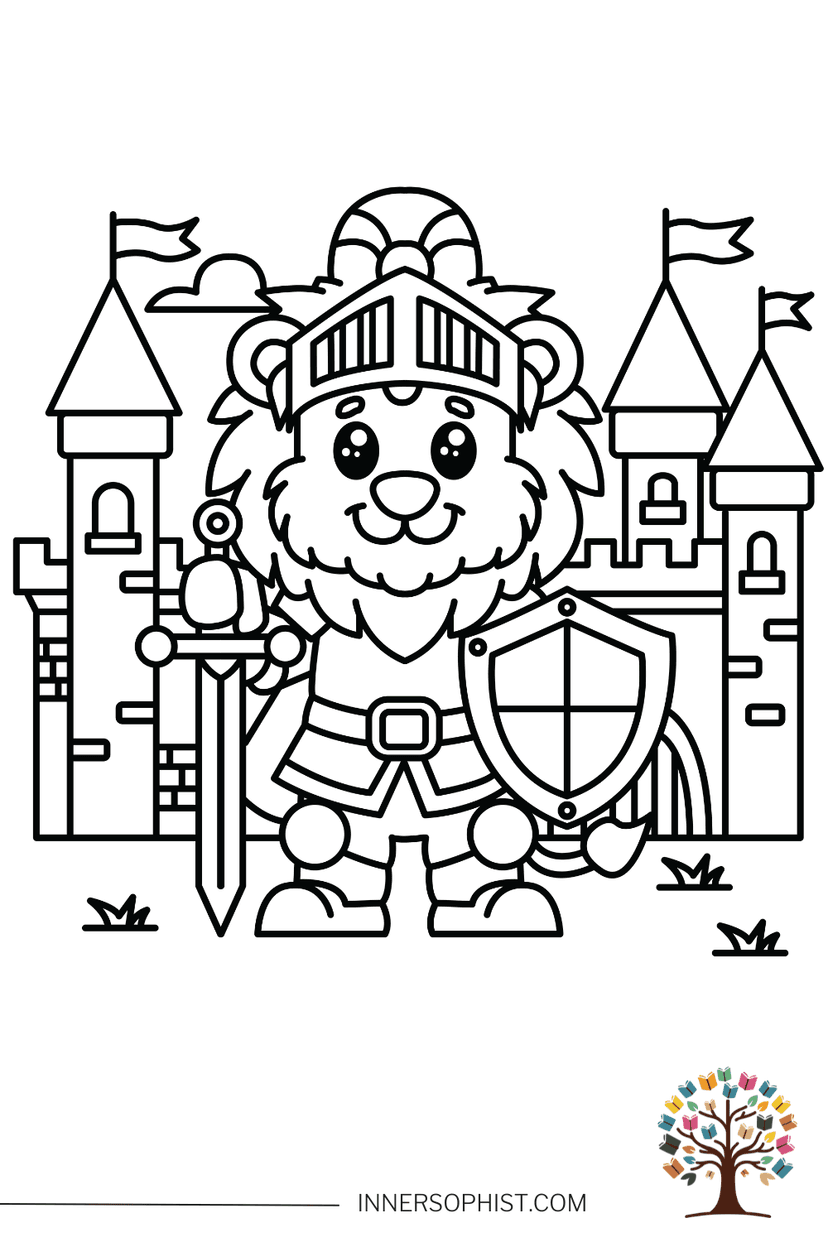 Lion Knight - Coloring Page