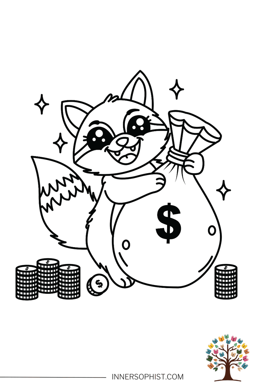 Money Raccoon - Coloring Page