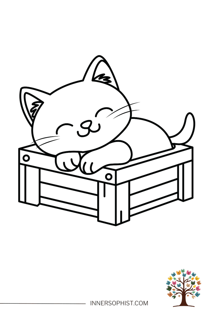 Sleeping Cat Coloring Page